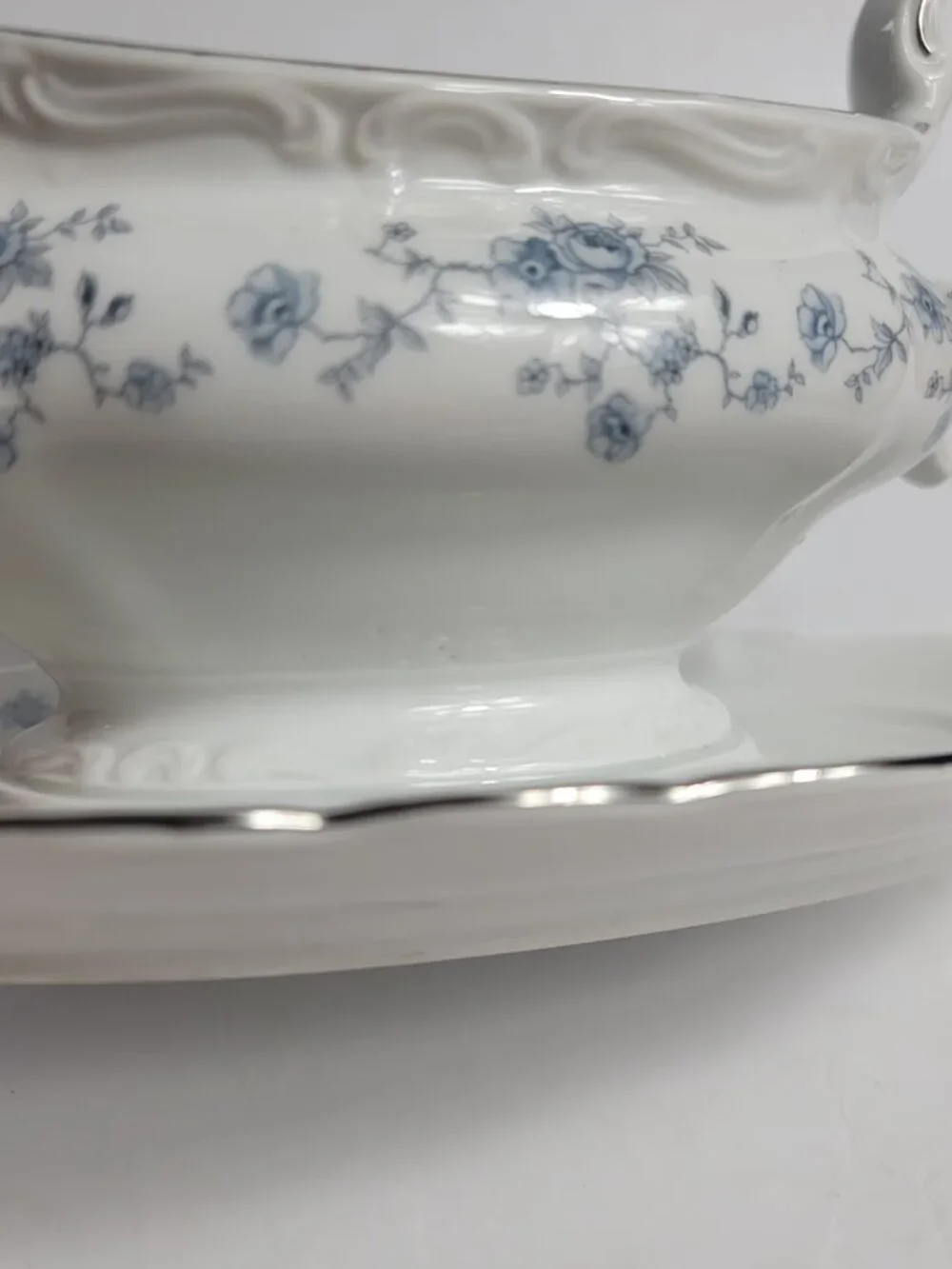 Johann Haviland Blue Garland Gravy Boat White Blue Flowers NEW Old Stock